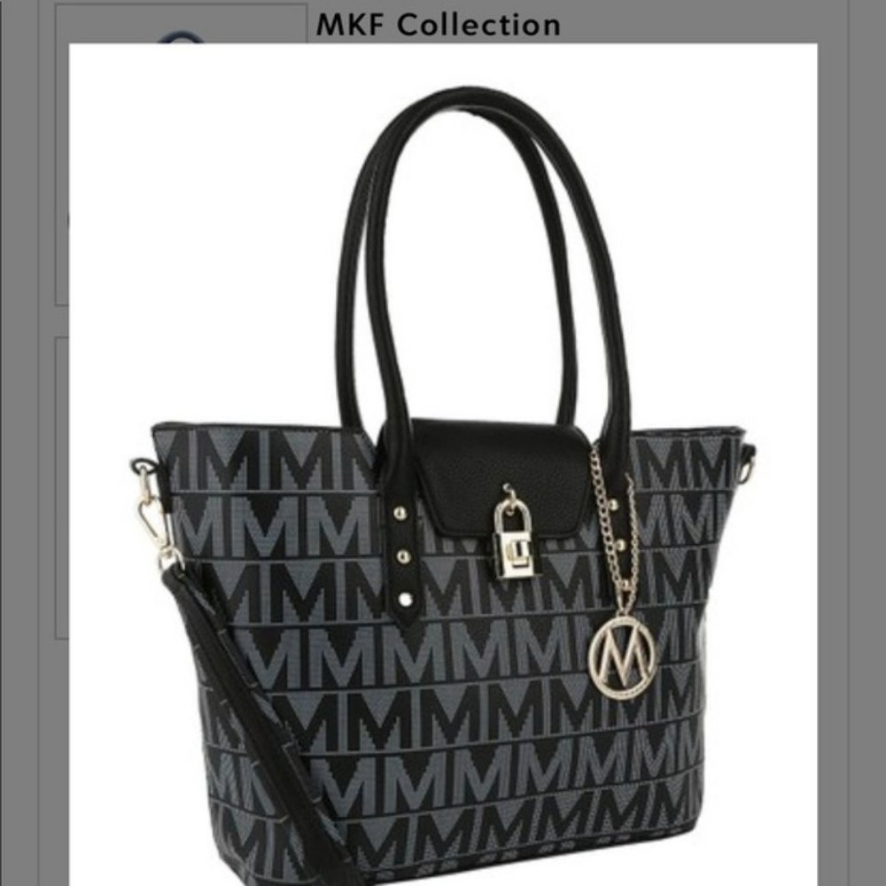 Mia K Farrow Black Konya M Signature Tote